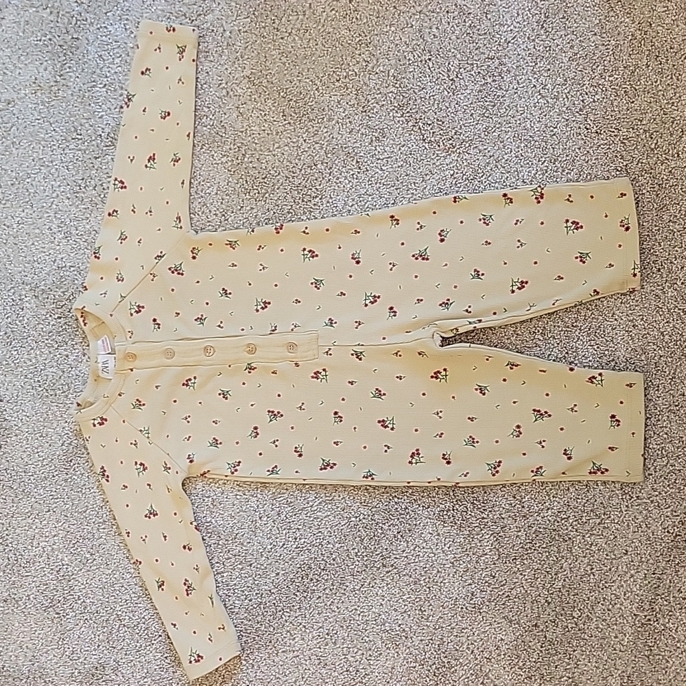 Zara baby floral ribbed jumpsuit